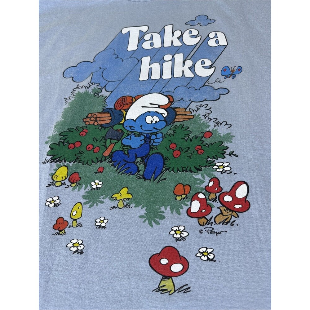 Smurfs Take A Hike T Shirt 80’s Handy Smurf 80’s Memeronilia XL Tee Luv